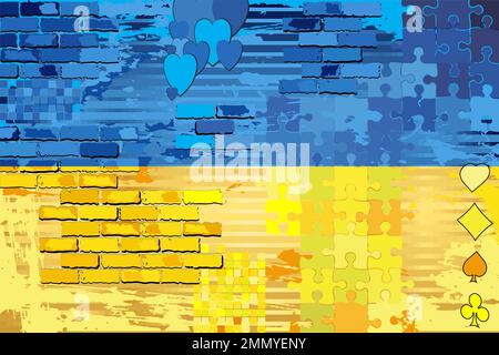 Grunge Abstract flag of the Ukraine - Illustration,  Shiny mosaic vector Stock Vector
