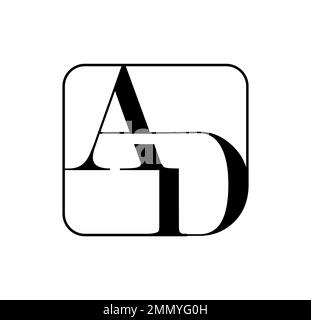Vector Illustration isolated in white background of Monogram Logo vector Initial Letters AD Stock Vector