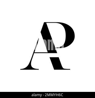 Vector Illustration isolated in white background of Monogram Logo vector Initial Letters AP Stock Vector