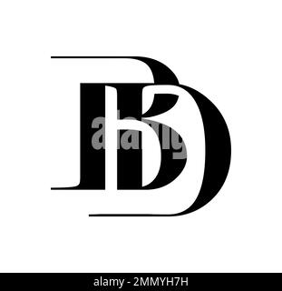 Vector Illustration isolated in white background of Monogram Logo vector Initial Letters BD Stock Vector