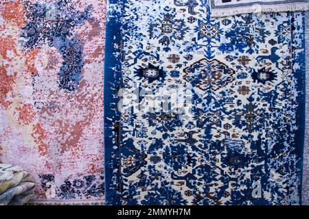 Detail of a traditional Turkish carpet in Istanbul, texture background Stock Photo