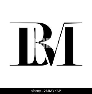 Vector Illustration isolated in white background of Monogram Logo vector Initial Letters BM Stock Vector