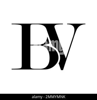 Vector Illustration isolated in white background of Monogram Logo vector Initial Letters BV Stock Vector