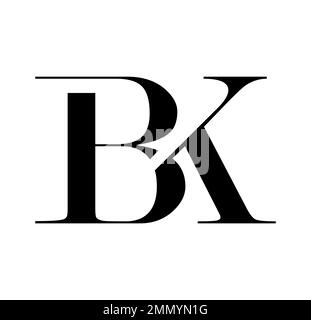 Vector Illustration isolated in white background of Monogram Logo vector Initial Letters BK Stock Vector