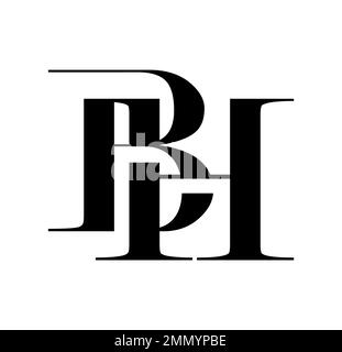 Vector Illustration isolated in white background of Monogram Logo vector Initial Letters BH Stock Vector