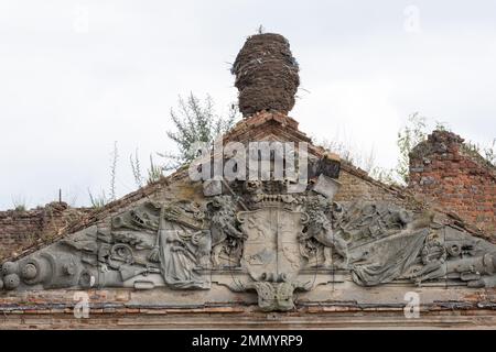 Ruins of the late Baroque Finckenstein Palace in Kamieniec, Poland, built in XVIII century for Finck von Finckenstein noble family, called the East Pr Stock Photo