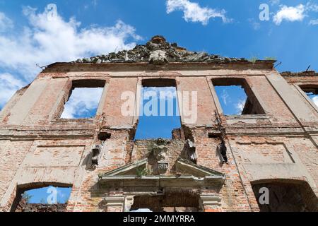 Ruins of the late Baroque Finckenstein Palace in Kamieniec, Poland, built in XVIII century for Finck von Finckenstein noble family, called the East Pr Stock Photo