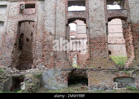 Ruins of the late Baroque Finckenstein Palace in Kamieniec, Poland, built in XVIII century for Finck von Finckenstein noble family, called the East Pr Stock Photo