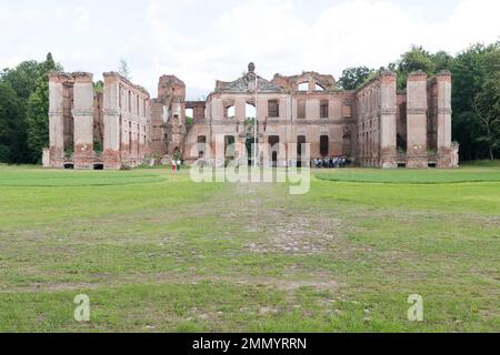 Ruins of the late Baroque Finckenstein Palace in Kamieniec, Poland, built in XVIII century for Finck von Finckenstein noble family, called the East Pr Stock Photo