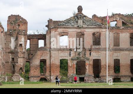 Ruins of the late Baroque Finckenstein Palace in Kamieniec, Poland, built in XVIII century for Finck von Finckenstein noble family, called the East Pr Stock Photo