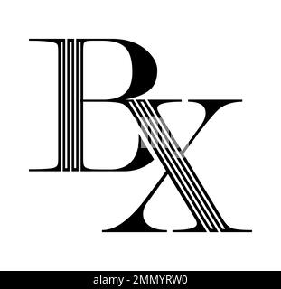 Vector Illustration isolated in white background of Monogram Logo vector Initial Letters BX Stock Vector