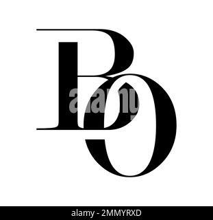 Vector Illustration isolated in white background of Monogram Logo vector Initial Letters BO Stock Vector