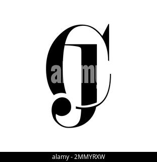 Vector Illustration isolated in white background of Monogram Logo vector Initial Letters CJ Stock Vector