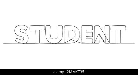 One continuous line of Student word. Thin Line Illustration vector concept. Contour Drawing Creative ideas. Stock Vector