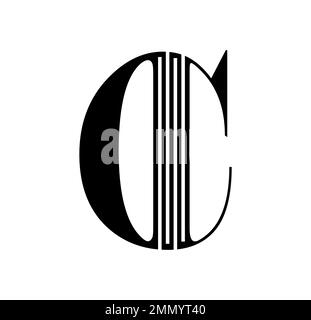Vector Illustration isolated in white background of Monogram Logo vector Initial Letters CI Stock Vector