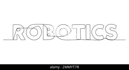 One continuous line of Robotics word. Thin Line Illustration vector concept. Contour Drawing Creative ideas. Stock Vector