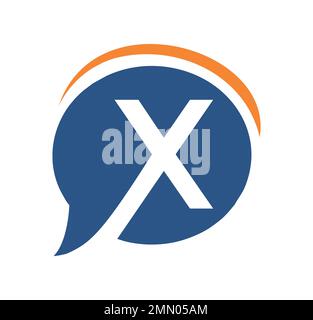 A vector illustration of Bubble Chat Monogram Initial Letter X Icon in isolated white background Stock Vector