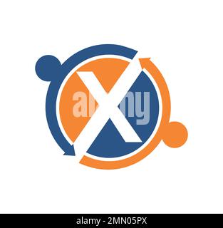 A vector illustration of Bubble Chat Monogram Initial Letter X Icon in isolated white background Stock Vector