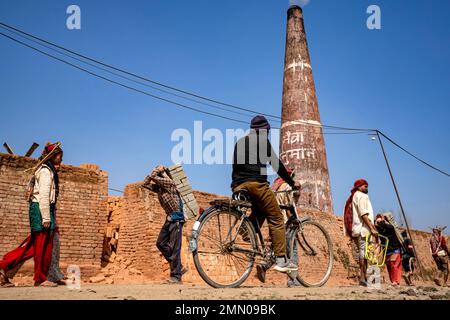 Nepal, Kathmandu Valley, brickworks near Bhaktapur Stock Photo