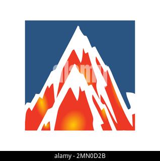 Mount Lava Volcano Vector Icon illustration in white background isolated Stock Vector