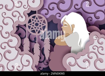 Sweet dreams vector illustration in paper art style Stock Vector