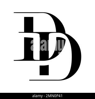 Black and white DD Letters logo with negative space. Letters D and D ...