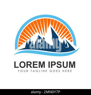 Mountain Farm Logo vector Icon Sign illustration in white background isolated Stock Vector