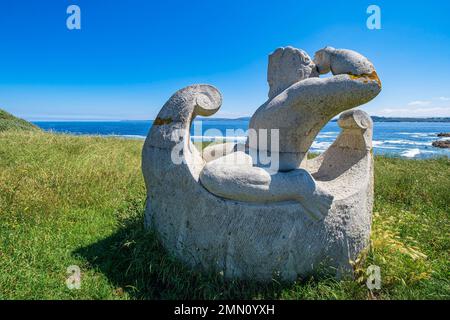 Spain, Galicia, A Coruña, Sculptures Park of the Hercules Tower, Hercules on the ship of the Argonauts (1994) by Gonzalo Viana Stock Photo