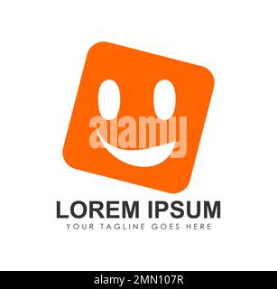 Smile Emoticon Box Logo Vector Icon Sign illustration in white background isolated Stock Vector
