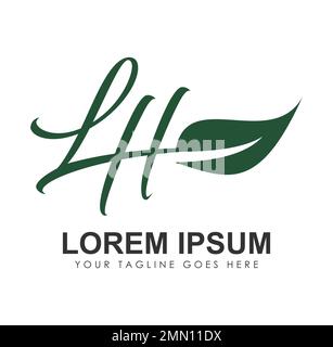 Monogram Logo Initial Letters LH Sign illustration in white background isolated Stock Vector
