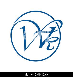 Monogram Logo Initial Letters WK Vector Sign illustration in white background isolated Stock Vector