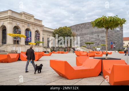 Museums Quartier square in Vienna, Austria Stock Photo