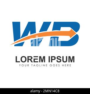 Monogram Logo Initial Letters WB Vector Sign illustration in white background isolated Stock Vector