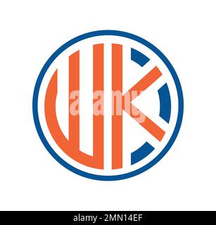 Monogram Logo Initial Letters WK Vector Sign illustration in white background isolated Stock Vector