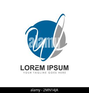 Monogram logo initial letters WL Vector Sign illustration in white background isolated Stock Vector