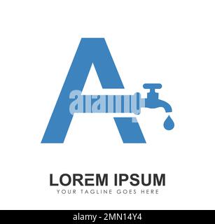 Plumbing Monogram Logo Initial Letter A Vector Sign illustration in white background isolated Stock Vector