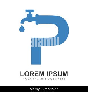 Plumbing Monogram Logo Initial Letter P Vector Sign illustration in white background isolated Stock Vector