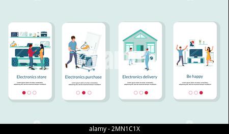 Electronics store mobile app onboarding screens vector template Stock Vector