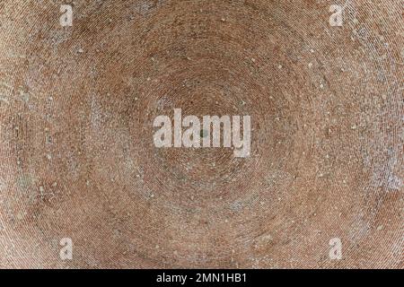 Stone brick dome of Akhmediye Mosque in Akhaltsikhe (Rabati) Castle, inside view of dome with bricks in round shape, view from below, Georgia. Stock Photo