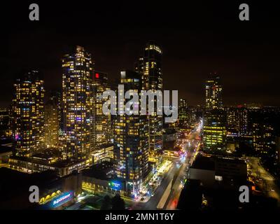 A night view of the street near Metrotown, Burnaby Stock Photo