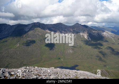 The Munros on the 'Beinn Eighe' Mountain Range from the Summit of the Corbett Sgurr Dudh in Glen Torridon, Scottish Highlands, Scotland, UK. Stock Photo