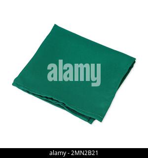 Folded green tissue napkin isolated over white background. Stock Photo