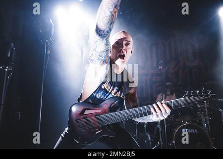 Copenhagen, Denmark. 29th, January 2023. The American deathcore band Enterprise Earth performs a live concert at Hotel Cecil in Copenhagen. (Photo credit: Gonzales Photo - Peter Troest). Stock Photo