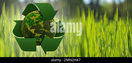 Green planet Earth with recycling symbol. Concept Stock Photo - Alamy