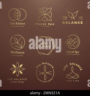 Editable yoga logo template vector set for health and wellness Stock Vector