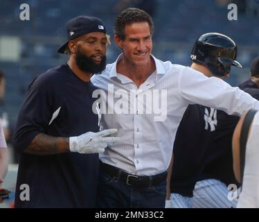 Odell Beckham Jr. takes batting practice with the New York Yankees