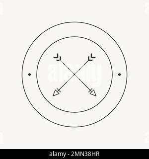 Aesthetic cross arrow black logo element vector, simple Boho design Stock Vector