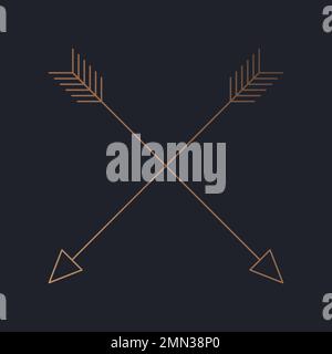 Aesthetic cross arrow copper logo element vector, simple tribal design Stock Vector