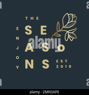Aesthetic gold flower logo template, botanical illustration vector Stock Vector