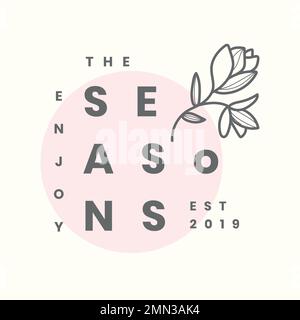 Aesthetic flower logo template, botanical illustration vector Stock Vector